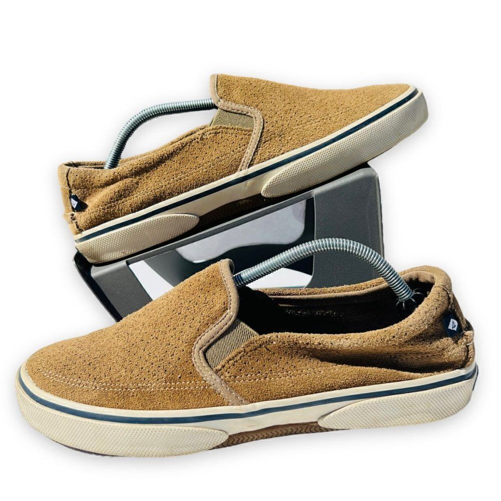 Sperry Halyard Slip-on Sneakers Brown Suede STS22101 Men's 10.5
